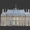 Classical European Architecture With Symmetrical Design Gabled Roofs Arched Windows And Stone Facade