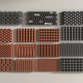 Various Brick Samples With Black Red Colors And Grid Patterns Arranged 3d model