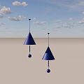 Minimalist Blue Conical Pendant Lights With Spherical Balls On Beige Wall