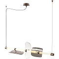 Modern Elegant Chandelier With Linear Metal Frame And Glass Shades For Living Room