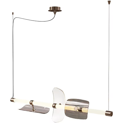 Modern Elegant Chandelier With Linear Metal Frame And Glass Shades For Living Room 3d model