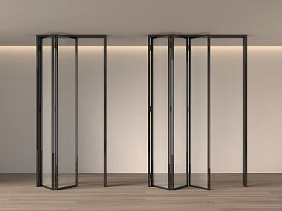 Modern Interior Folding Doors With Glass Panels And Black Metal Frames 3d model