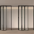 Modern Interior Folding Doors With Glass Panels And Black Metal Frames