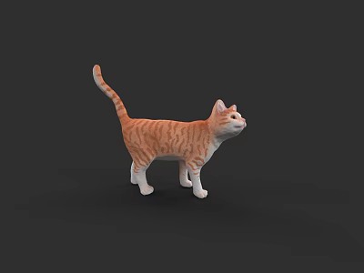 Realistic Orange White Cat 3D Model Standing On Black Background 3d model