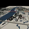 Urban Birds Eye View Planning With River Bridges High Rise Buildings And Roads