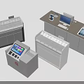 Smart Machines Self Service Terminals Featuring Touch Screens Digital Displays And Multiple Counters 3d model