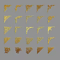Gold Ornamental Corner Designs With Various Intricate Patterns For Decorative Use 3d model