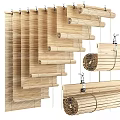 Multiple Bamboo Curtains With Natural Woven Texture For Home Window Decor 3d model