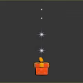 Red Gift Box With Yellow Bow And Silver Stars On Gray Background