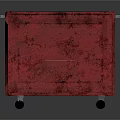 Red Storage Cart with Black Top and Metal Handle on Wheels Industrial Design
