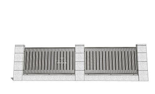 Modern fence, landscape wall, residential area wall, wrought iron wall 3d model