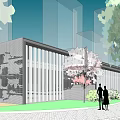 Parking Lot Layout Design With Surrounding Trees And Pedestrian Walkways