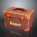 Vintage Porpoise Leather Suitcase With Brass Locks Leather Handle And Worn Edges Storage Accessory