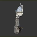Detailed Architectural Model of Historic Building with Blue Roof Central Dome and Symmetrical Facade Reflection