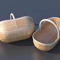 Handwoven Wicker Baskets With White Edges And Handles For Daily Necessities Storage