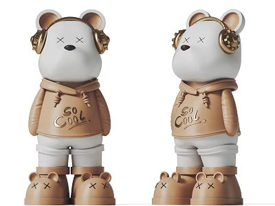 Creative Bear Shaped Sculptures With Headphones And SO COOL Lettering On Small Bear Base 3d model
