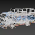Blue Rusty Vintage Truck Featuring Open Cargo Bed And Metal Side Rails