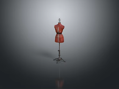Durable Hardware Tools Metal Stand Supporting Red Dress Form In Dark Setting 3d model