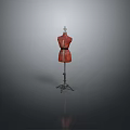 Durable Hardware Tools Metal Stand Supporting Red Dress Form In Dark Setting