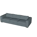 Modern Gray Fabric Multi Seater Sofa Against Light Colored Wall With Marble Floor 3d model