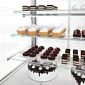 Commercial Cake Display Refrigerator With Glass Shelves And Stainless Steel White Design