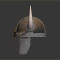 Viking Weapon Helmet With Horns Metal Leather And Golden Stripes Design
