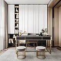 Modern Study Simple Study Bookcase Desk and Chair Combination 3d model