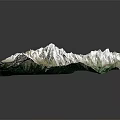 Realistic Mountainous Terrain Model Featuring Snow Covered Peaks And Lush Green Vegetation