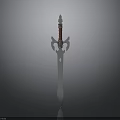 Ornate Fantasy Sword With Metal Blade Red Hilt And Decorative Guard Design