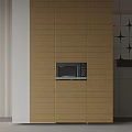 Modern Built in Microwave Oven In Wooden Kitchen Cabinet With Glass Door And Digital Control