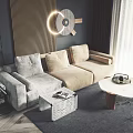 Modern three-seat sofa coffee table combination 3d model