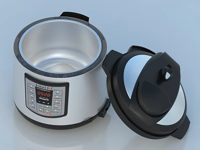 Modern Electric Pressure Cooker With Silver Black Design Open Lid And Digital Control Panel 3d model
