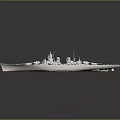 Detailed Historical Battleship Model As Naval Water Transport With Large Turrets And Structures