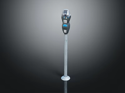 Industrial Parking Meter Equipment With Sturdy Metal Pole For Outdoor Parking Management 3d model