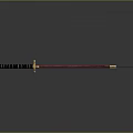 Katana Weapon Featuring Red Scabbard Silver Blade Black Gold Decorations On Gray Background With Reflection 3d model
