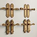 Golden Ornate Door Handles With Intricate Classical Patterns And Various Designs