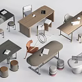 Modern Home Office Desks With Various Designs And Matching Chairs Stools