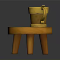 Round Orange Stool Featuring Circular Top Design and Yellow Cup On It