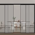 Modern Interior Sliding Doors Design With Black Frame And Glass Panels
