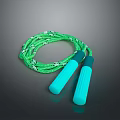 Green Braided Jump Rope With Teal Handles For Fitness Exercise