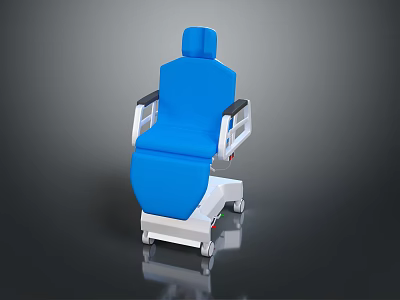Blue Medical Patient Transfer Chair With Wheels Armrests And Padded Seat 3d model
