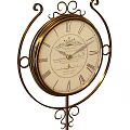 Ornate Vintage Table Clock Featuring Curly Golden Metal Frame And White Roman Numeral Dial