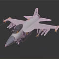 Computer Generated 3D Fighter Jet Model with Silver Body and Yellow Components 3d model