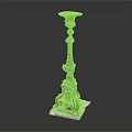 Ornate Intricate Carved Decorative Candlestick With Square Marble Base And Vintage Design