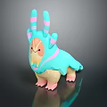 Cute Game Movie Character With Blue Pink Body Round Shape And Horns Design