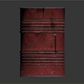 Red Oil Barrel With Metal Rings And Shiny Surface Against Dark Background