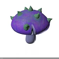 Vibrant Mushroom With Purple Pink Cap Green Spikes And White Stem