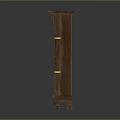 Brown Wooden Bookshelf Featuring Multiple Shelves Golden Accents And Decorative Base