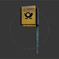 Yellow Weathered Mailbox On Metal Pole With Text And Logo