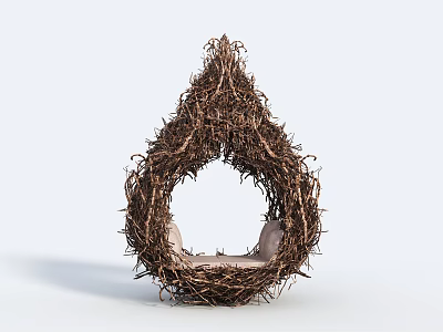 Natural Teardrop Twig Woven Garden Decor With Circular Opening And Seating 3d model